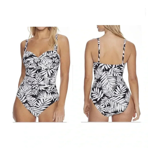 Bleu Rod Beattie Urban Oasis Shirred Underwire One-Piece Style Swimsuit - Picture 1 of 10
